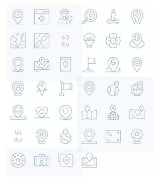 40 Delgado línea píxel alineado íconos hecho a mano para región retina Listo aplicaciones vector