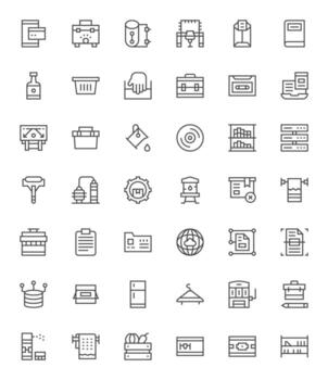 42 Regular Line Icons for Storage in crisp High Resolution Editable resolution vector