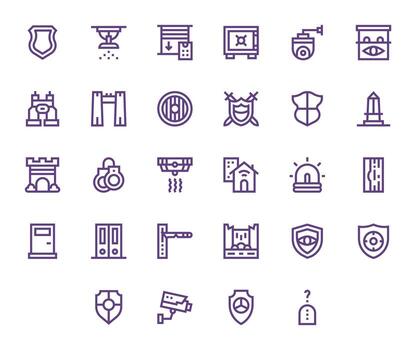 28 Icons for Security System optimized in Grid Fitted 64x64 Bold Line resolution vector