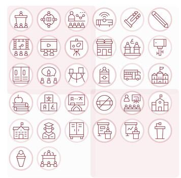 Classroom Display Perfect Set with 32 High Resolution Thin Line Icons vector