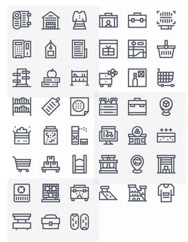 Inventory Scalable Set featuring 45 Grid Fitted Bold Line High Resolution Icons vector