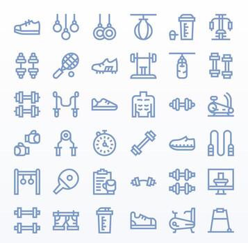 36 Icons for Workout optimized in Pixel Optimized 64x64 Bold Line resolution vector