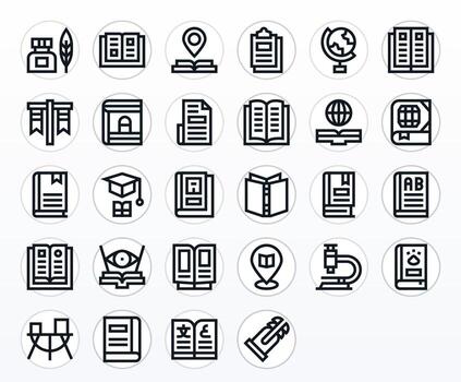 28 128x128 Icons for Study in Pixel Optimized Bold Line Format vector