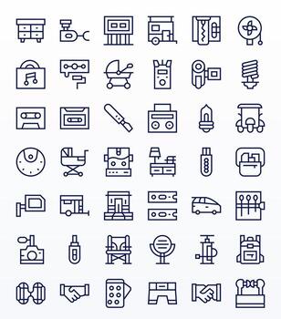 42 íconos para compacto optimizado en cuadrícula equipado 128x128 regular línea resolución vector