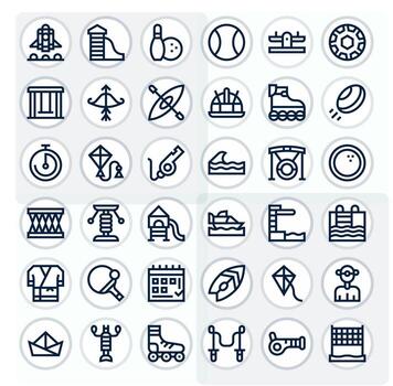 Activity High Resolution Icon Pack with 36 Bold Line Pixel Optimized Elements vector