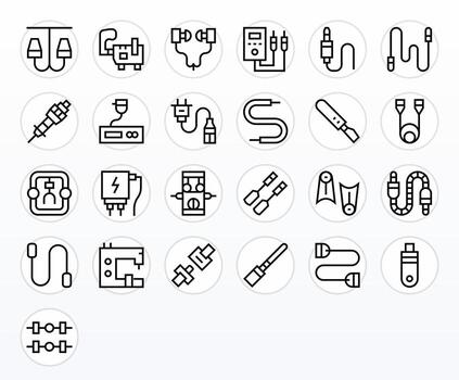25 Regular Line Icons designed for Connector in 256x256 Detail Enhanced format vector