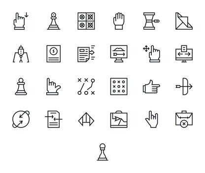 Move Professional Set with 25 Regular Line Pixel Aligned 64x64 Icons vector
