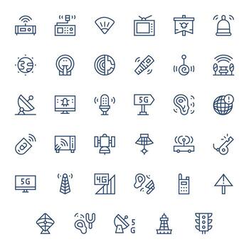 35 High Resolution Regular Line Pixel Optimized Icons for Signal Projects vector