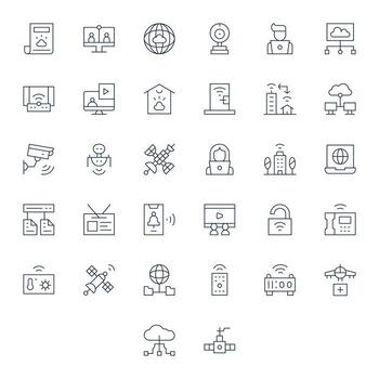 Remote Comprehensive Bundle with 32 Detail Enhanced Thin Line 128x128 Icons vector