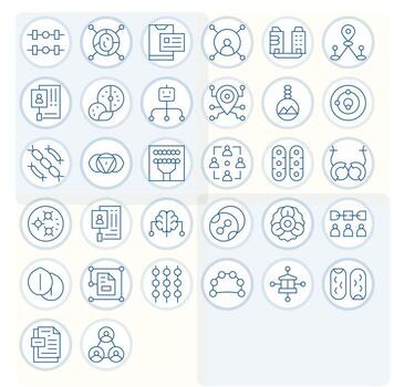 vinculado icono biblioteca con 32 Delgado línea 256x256 píxel optimizado diseños vector