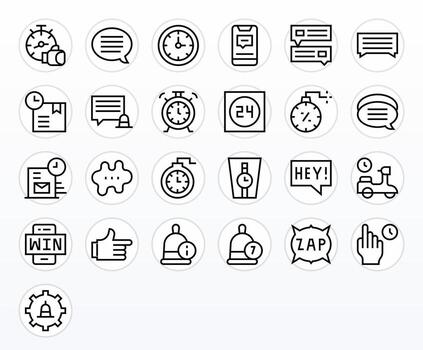 Prompt Scalable Set featuring 25 Pixel Aligned Regular Line 256x256 Icons vector