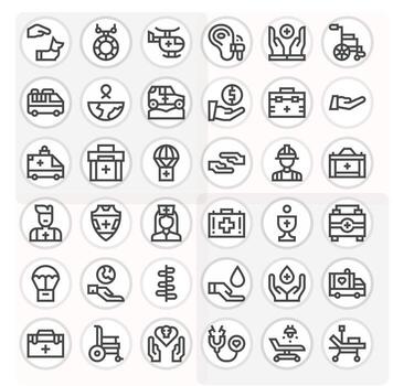36 Bold Line Icons for Aid in crisp High Resolution Pixel Optimized resolution vector