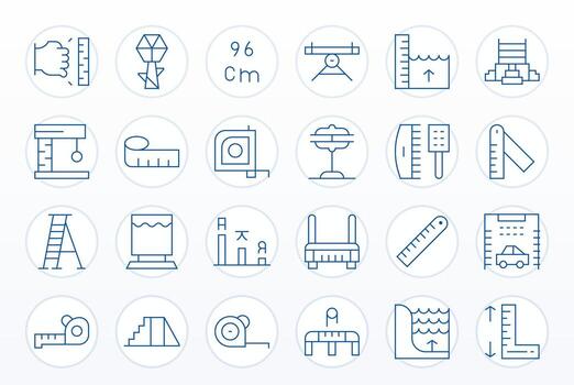 Height Design Icons featuring 24 Pixel Optimized Thin Line Style vector