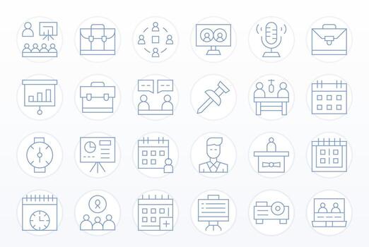Meeting Icon Repository containing 24 Thin Line High Resolution Editable graphics vector