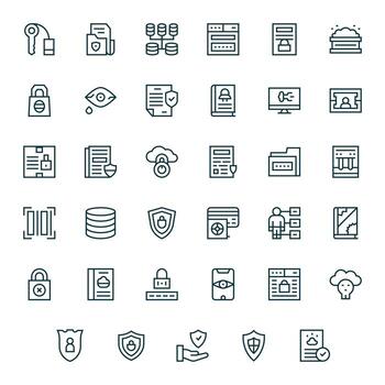 35 Pixel Optimized Regular Line Icons from Data Security Collection vector