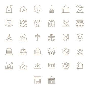 Shelter Premium Bundle with 32 High Resolution Display Perfect Thin Line Icons vector