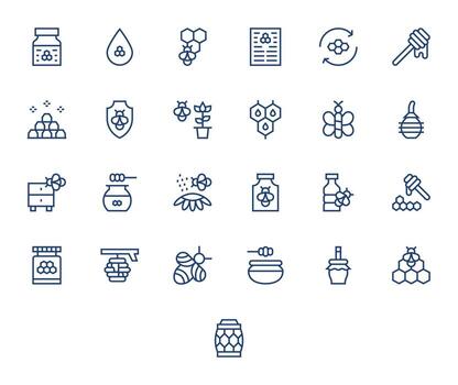 25 256x256 Pixel Optimized Icons for Bee in Regular Line Theme vector