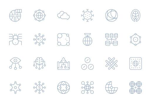 24 Thin Line Display Perfect Icons crafted for Interconnected Retina Ready applications vector