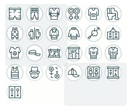 Unisex Modern Collection with 25 Regular Line High Resolution Pixel Optimized Icons vector