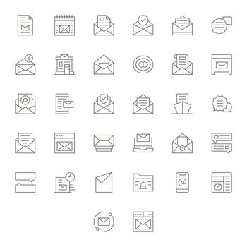 32 cuadrícula equipado alto resolución íconos para bandeja de entrada en elegante Delgado línea diseño vector