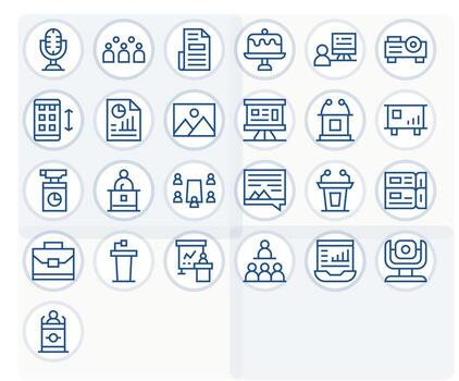 25 Presentation Pixel Optimized Icons in 64x64 Regular Line Aesthetic vector