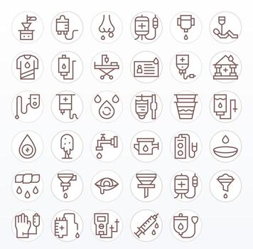 35 regular línea íconos diseñado para goteo en retina Listo monitor Perfecto formato vector