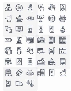 Mobile Design Icons featuring 45 Pixel Optimized Bold Line Style vector