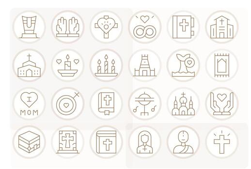 24 Icons for Devotion optimized in Display Perfect Retina Ready Thin Line resolution vector