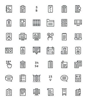 42 Pixel Aligned 256x256 Icons for List in elegant Regular Line design vector