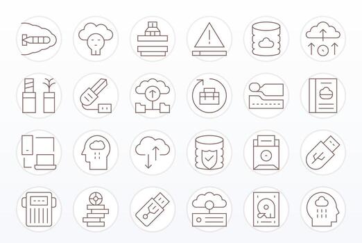 24 PIXEL Perfect Thin Line Icons designed for Data Backup Interface vector