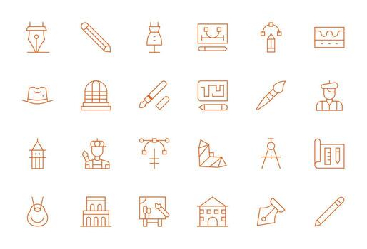 Sketch Icon Toolkit featuring 24 Display Perfect High Resolution Thin Line elements vector