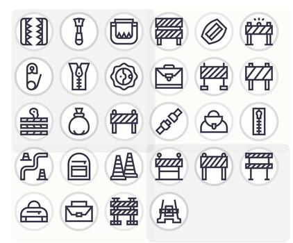 Bold Line Style Closure Icons with 28 High Resolution Pixel Aligned Designs vector