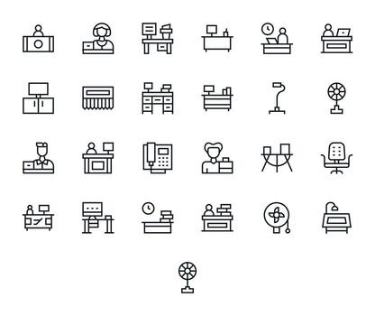 25 Regular Line Display Perfect Icons tailored for Desk 256x256 interface vector
