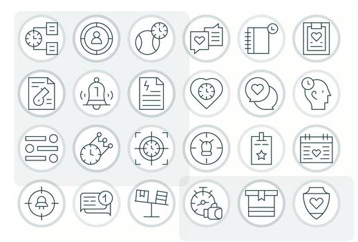 prioridad exclusivo conjunto presentando 24 Delgado línea monitor Perfecto 128x128 íconos vector