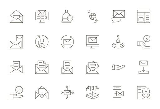 Receive High Resolution Icon Pack with 24 Thin Line Display Perfect Elements vector