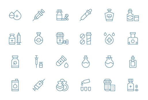 Vial Icon Repository containing 24 Thin Line 128x128 Pixel Aligned graphics vector