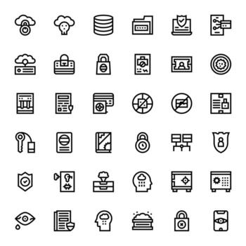 Data Security Icon Set with 36 Bold Line 128x128 Grid Fitted Graphics vector