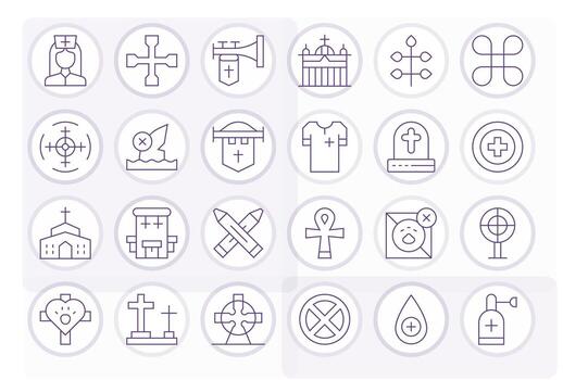 24 Icons for Cross featuring High Resolution Editable Thin Line Graphics vector