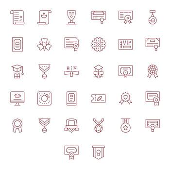 Thin Line Grid Fitted Icons from Certificate Set with 32 64x64 Icons vector