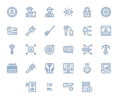 28 Bold Line Pixel Optimized Icons for Key Graphics vector