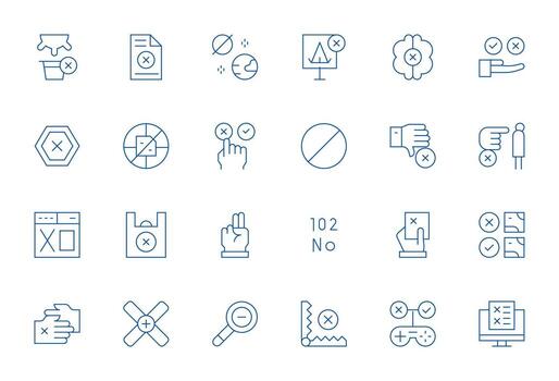 24 Pixel Optimized Thin Line Icons from Deny Collection vector