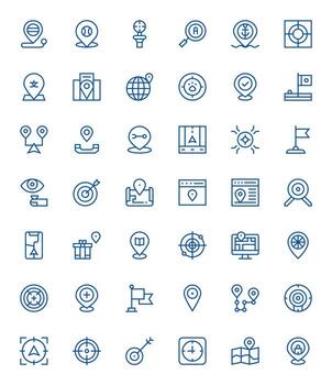 42 Regular Line Pixel Aligned Icons for Pinpoint Graphics vector