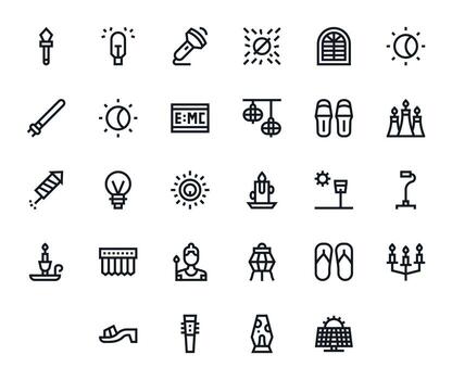 28 Icons for Light optimized in Detail Enhanced High Resolution Bold Line resolution vector