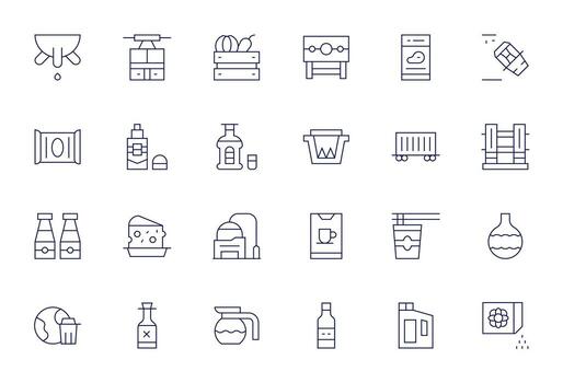 Container featuring 24 High Resolution Icons in Thin Line Design vector