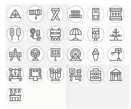 Stand Comprehensive Bundle with 25 Editable Regular Line Retina Ready Icons vector