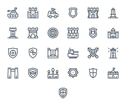 25 256x256 Regular Line Icons for Defense System with Editable precision vector