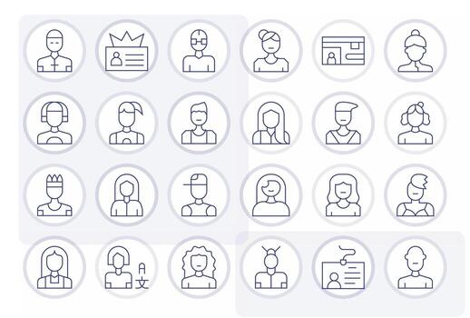Member Pixel Optimized Set with 24 High Resolution Thin Line Icons vector