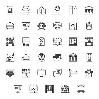 35 Regular Line Icons from Public in 64x64 Pixel Aligned Quality vector