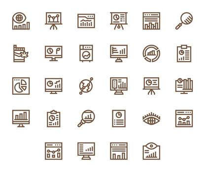 tendencias exhaustivo haz con 28 monitor Perfecto negrita línea alto resolución íconos vector