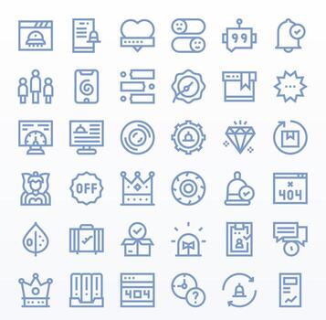 36 Bold Line Grid Fitted Icons tailored for Status 256x256 interface vector